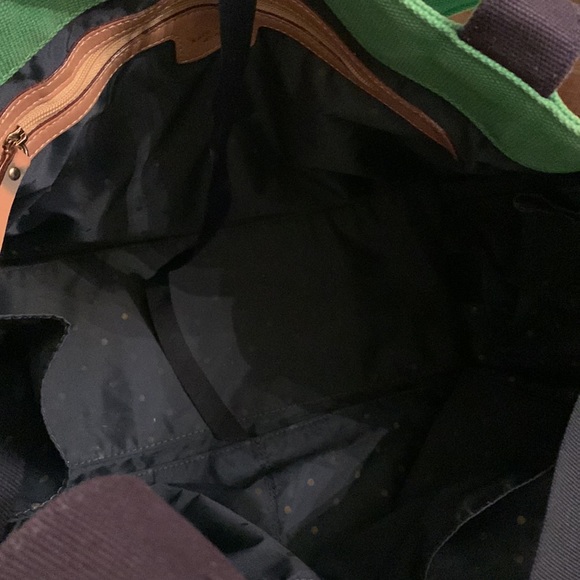 Kate Spade ♠️ BABY tote in green and navy blue cotton canvas EUC - Picture 7 of 14